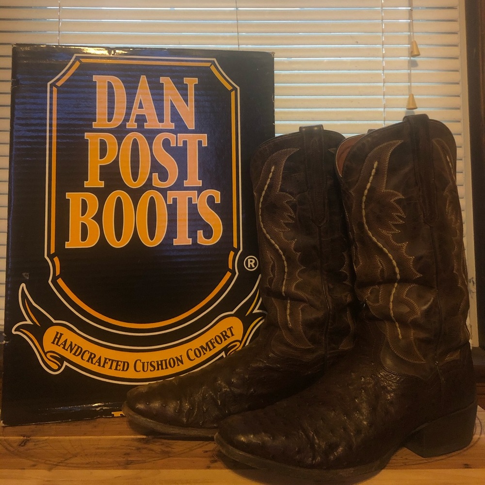 Dan Post Full Quill Chocolate Ostrich Men’s Boots